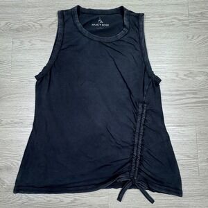 Nancy Rose Women's Tank Top Side Ruched Tie Hem Black Size 8 Pima Cotton Lycra